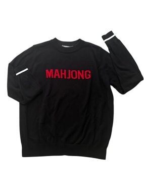 NWT Black 'MAHJONG' Crewneck Sweater with Red Logo Size M